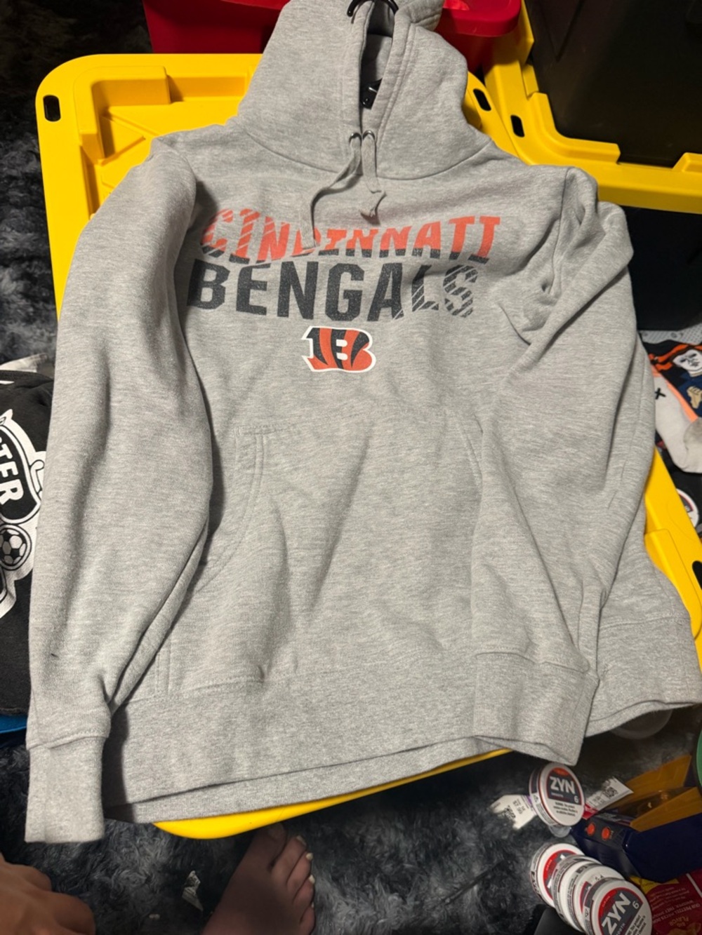 Fanatics Gray Cincinnati Bengals Pullover Hoodie with Orange and Black Logo